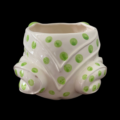1970s Fritz and Floyd Frog Planter Green Polka Dot