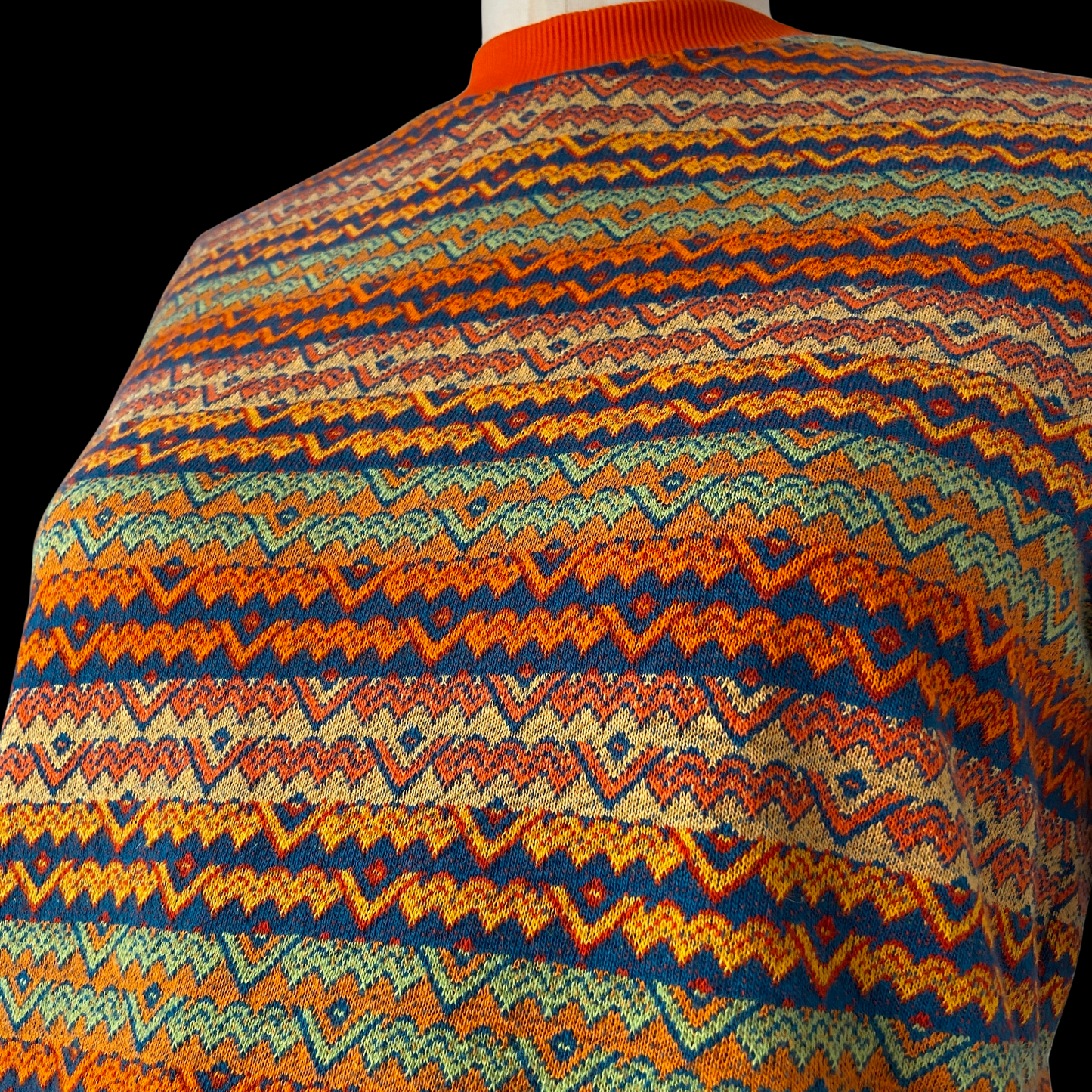 1960s 1970s Knit Striped Orange Tee Shirt