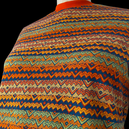 1960s 1970s Knit Striped Orange Tee Shirt