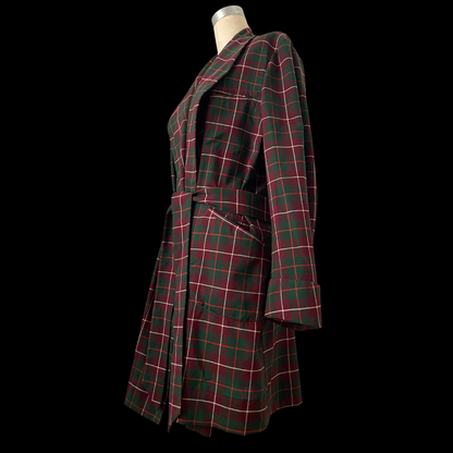 1930s 1940s Plaid Wool Robe