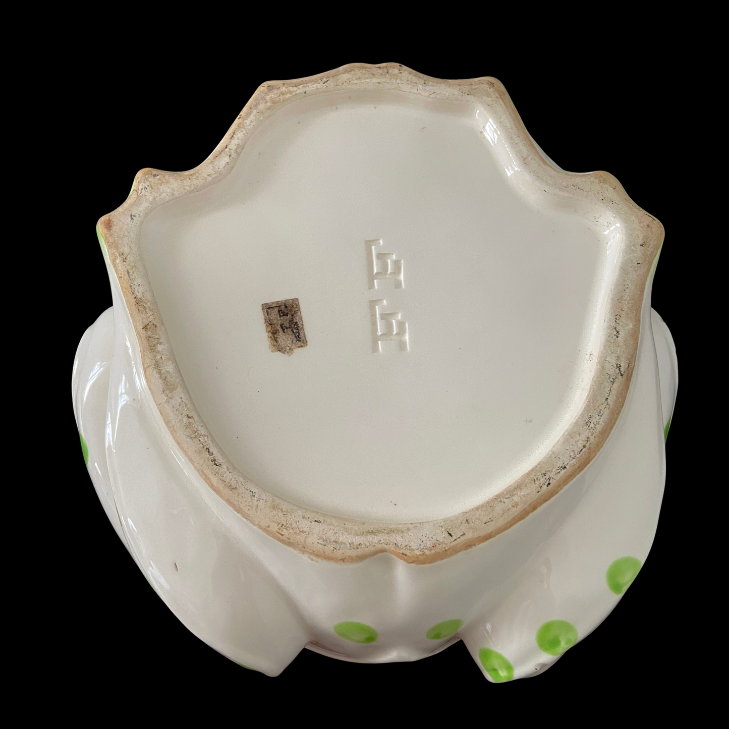 1970s Fritz and Floyd Frog Planter Green Polka Dot