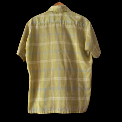 1950s Green Plaid Loop Collar Shirt