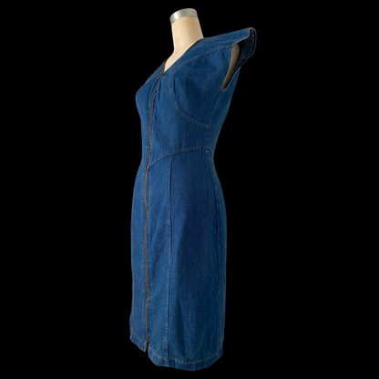 1980s Punk Denim Double Zipper Dress