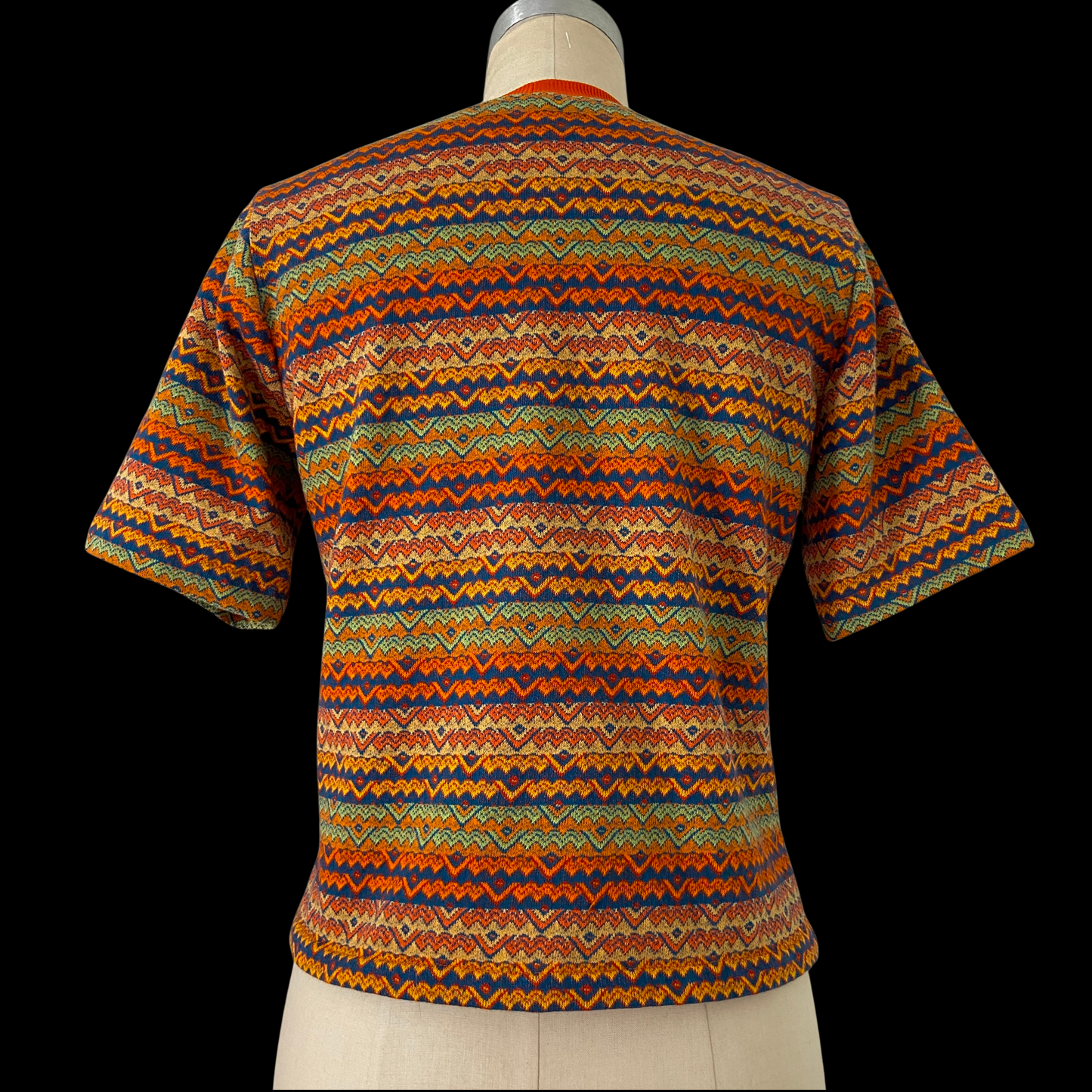 1960s 1970s Knit Striped Orange Tee Shirt