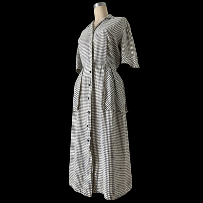1940s 1950s Gingham Cotton Dress with Pockets