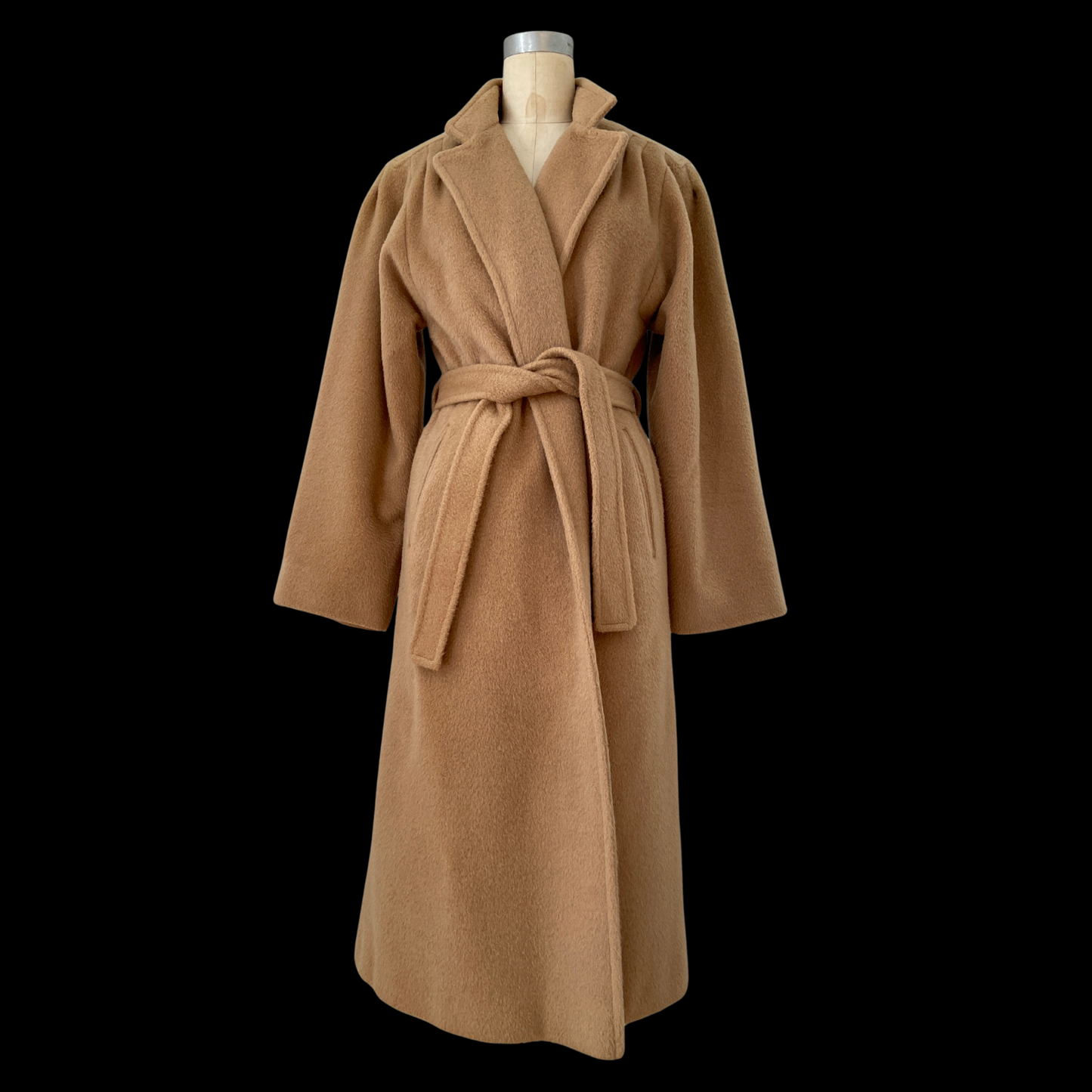 1970s Tan Wool Wrap Coat Forstmann