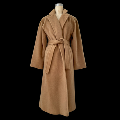 1970s Tan Wool Wrap Coat Forstmann