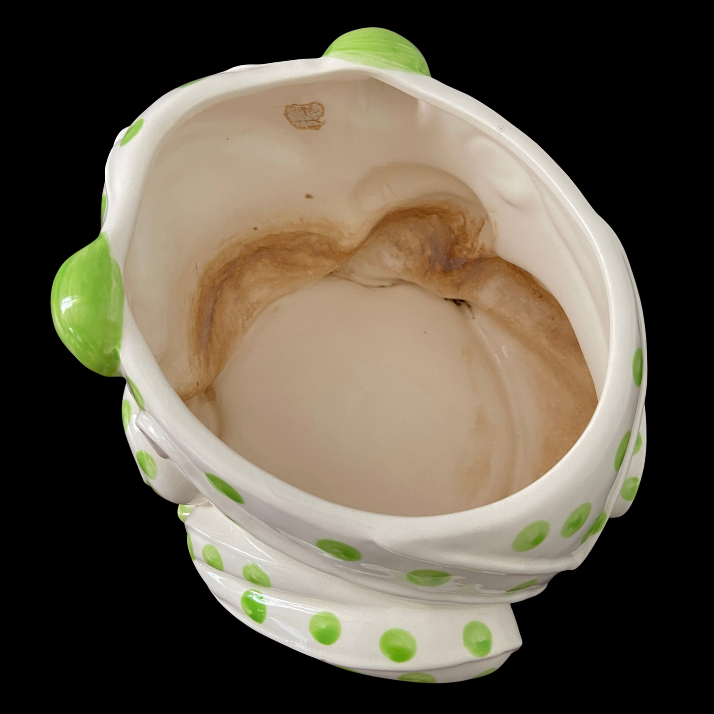 1970s Fritz and Floyd Frog Planter Green Polka Dot