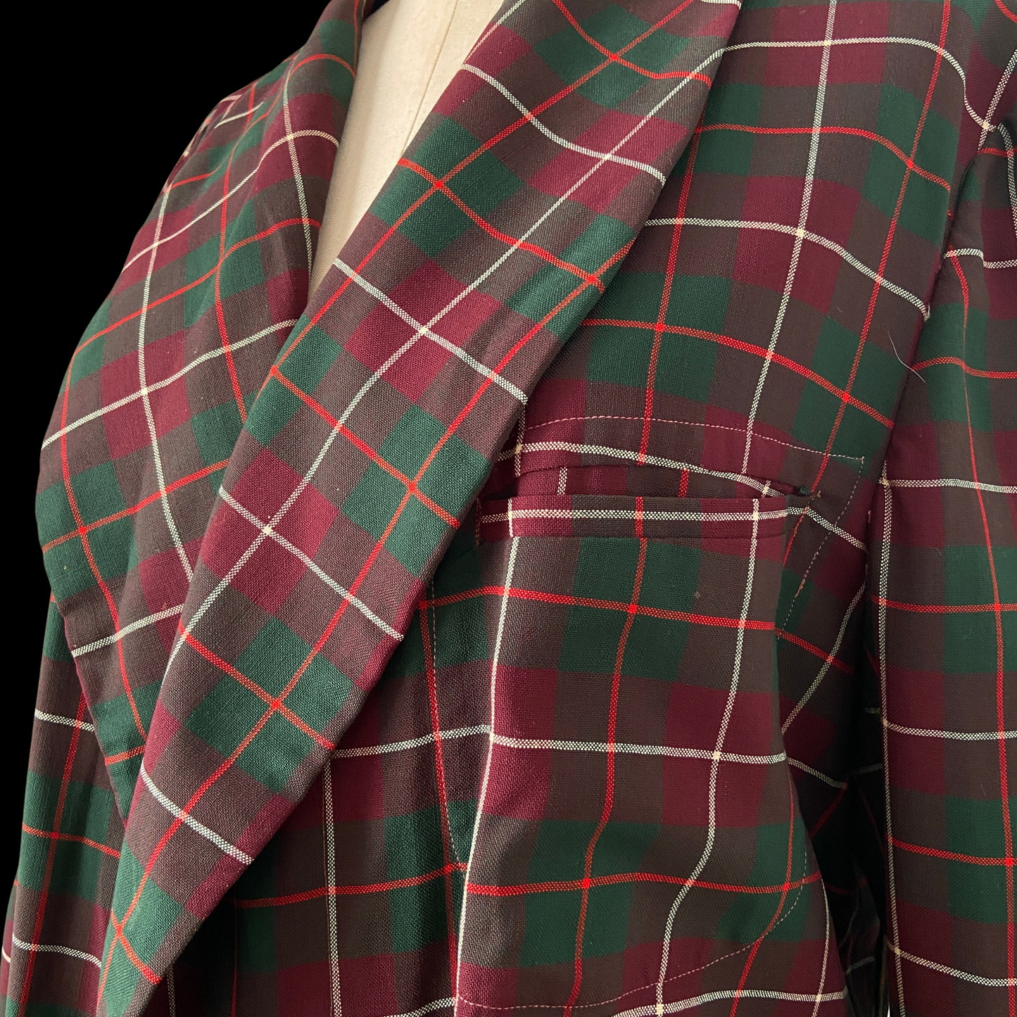 1930s 1940s Plaid Wool Robe