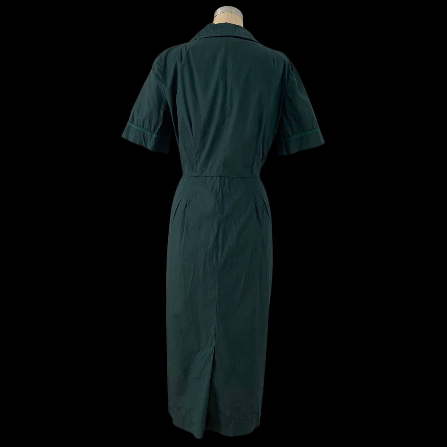 1940s Green Cotton Dress with Pockets