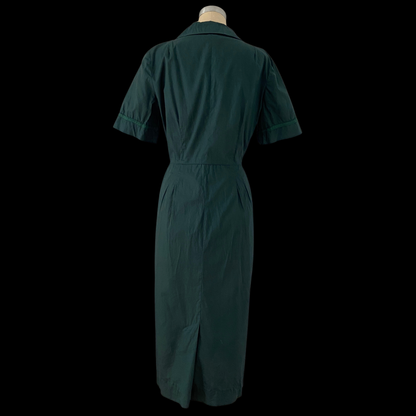 1940s Green Cotton Dress with Pockets