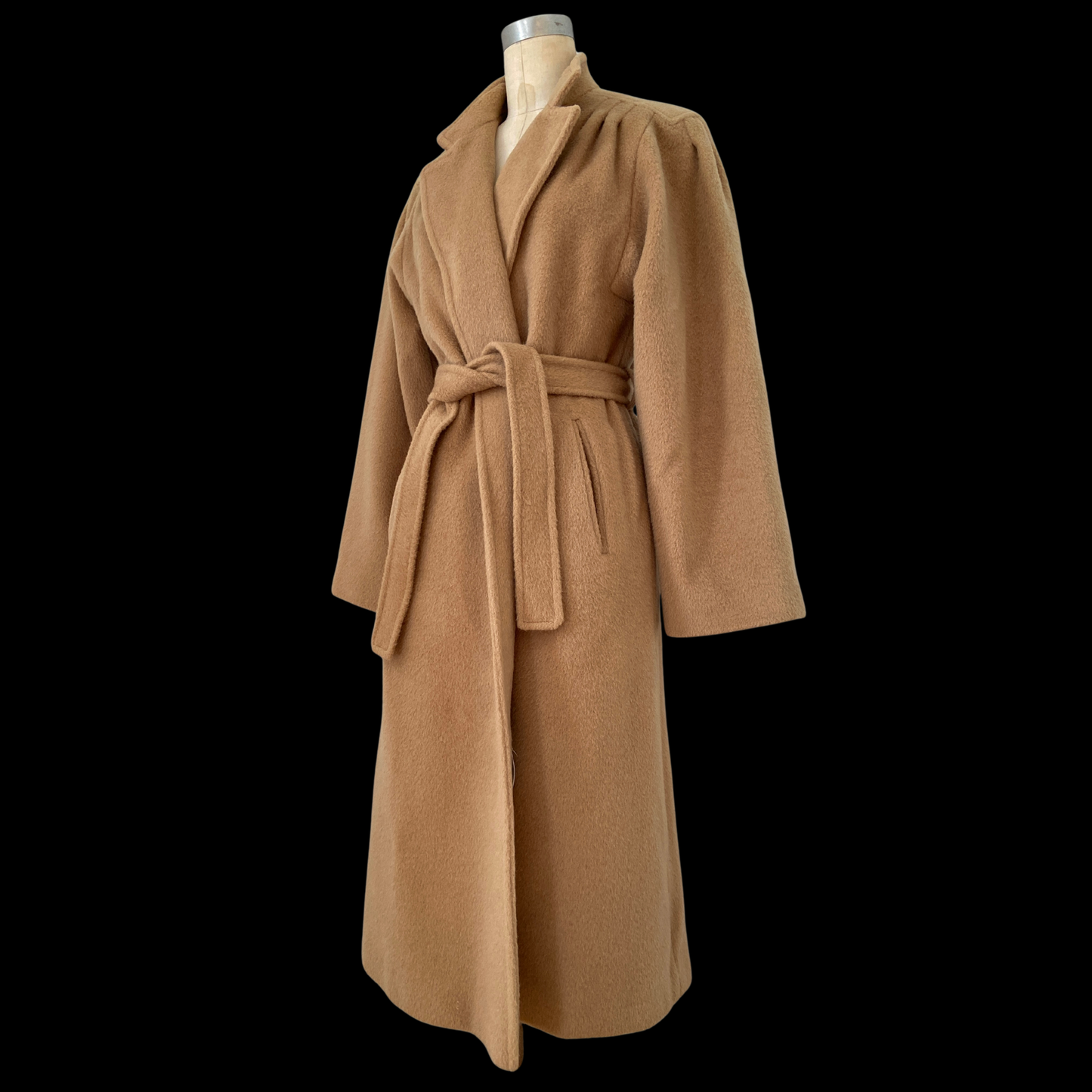 1970s Tan Wool Wrap Coat Forstmann