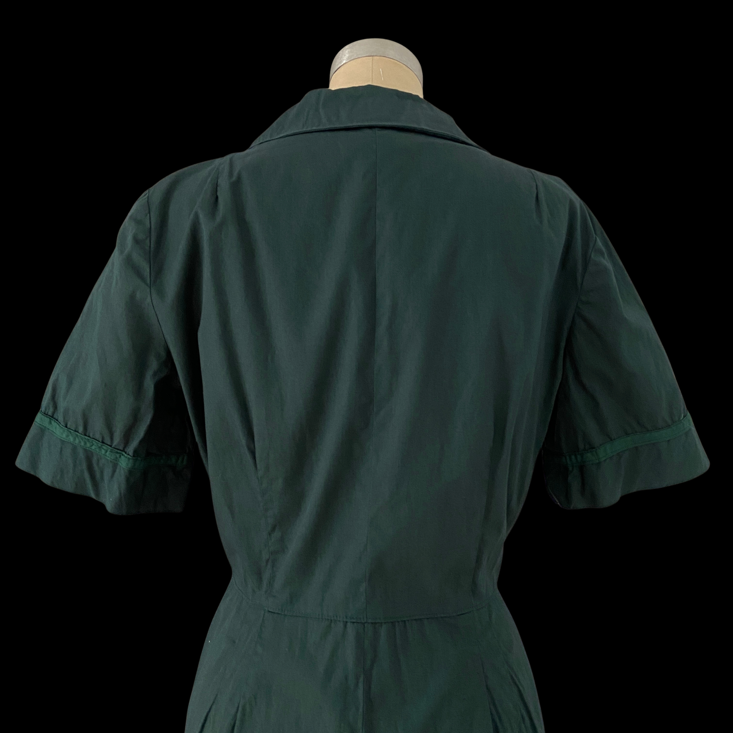 1940s Green Cotton Dress with Pockets