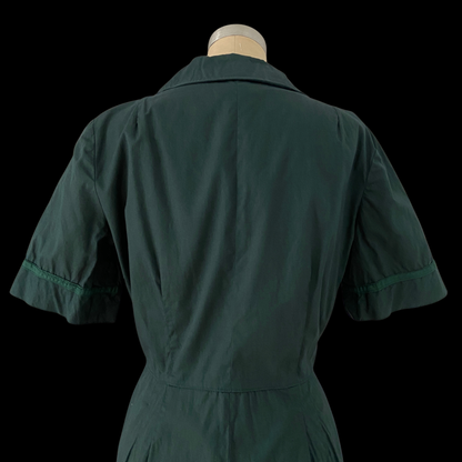 1940s Green Cotton Dress with Pockets
