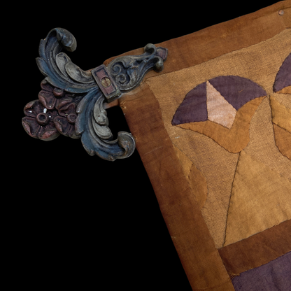 19th Century Egyptian Revival Applique Wall Hanging with Original Finials