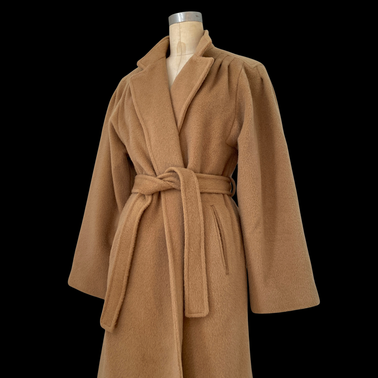 1970s Tan Wool Wrap Coat Forstmann