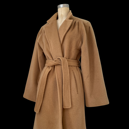 1970s Tan Wool Wrap Coat Forstmann