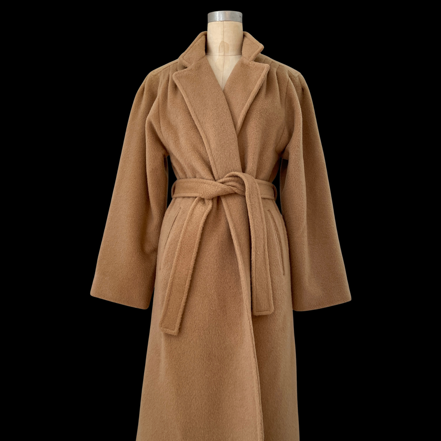 1970s Tan Wool Wrap Coat Forstmann
