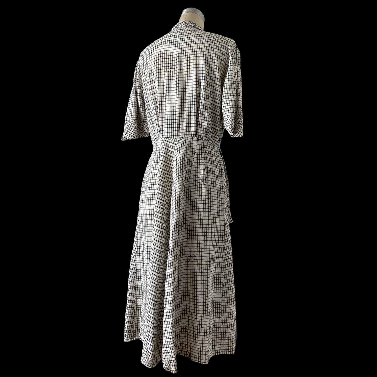1940s 1950s Gingham Cotton Dress with Pockets