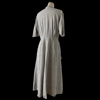 1940s 1950s Gingham Cotton Dress with Pockets