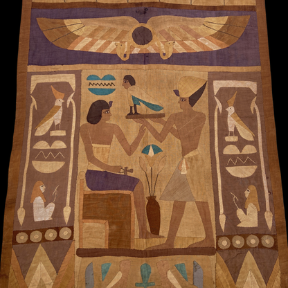 19th Century Egyptian Revival Applique Wall Hanging with Original Finials