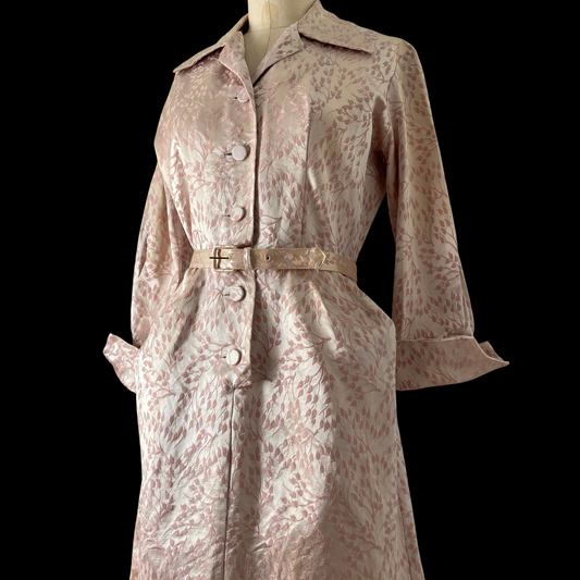 1950s Pink Brocade Wiggle Dress