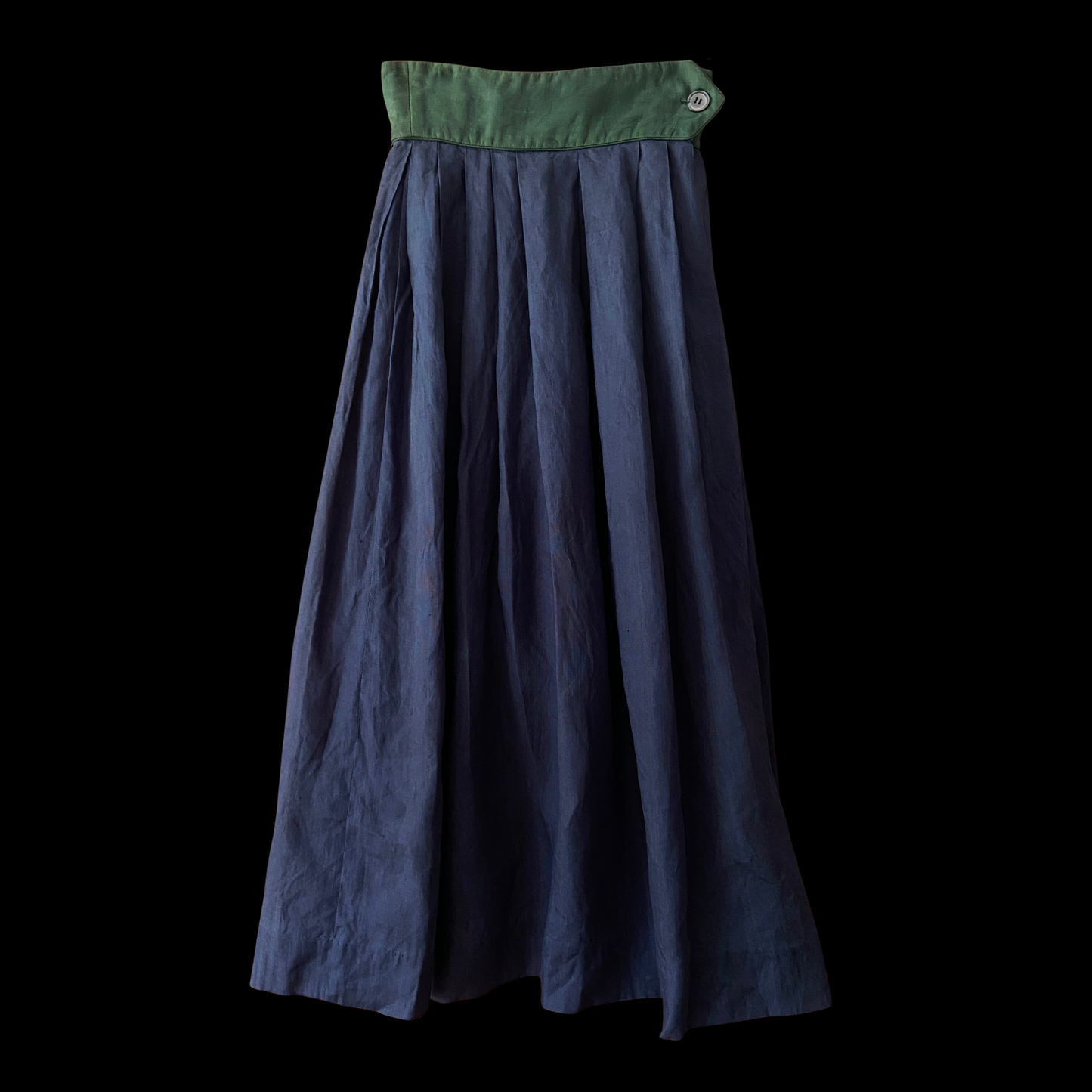 1980s Blue Linen Skirt by Perry Ellis