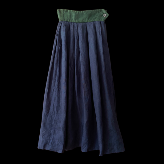 1980s Blue Linen Skirt by Perry Ellis
