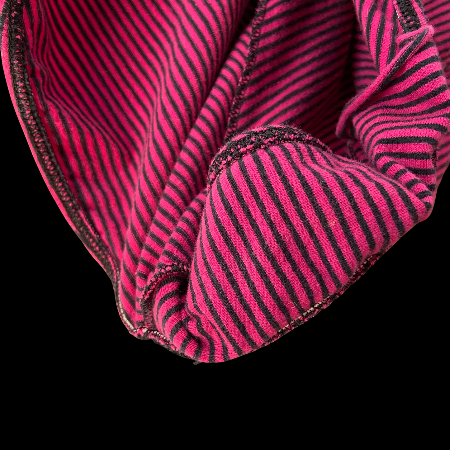 1980s Pink and Black Striped Cotton Bodysuit
