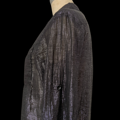 1970s Black Indian Cotton and Lurex Shirt