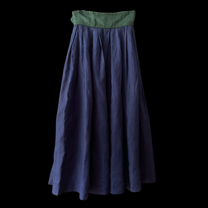 1980s Blue Linen Skirt by Perry Ellis