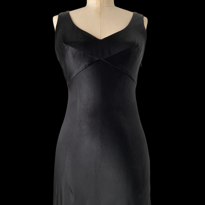 1990s does 1930s Black Liquid Satin Bias Cut Dress