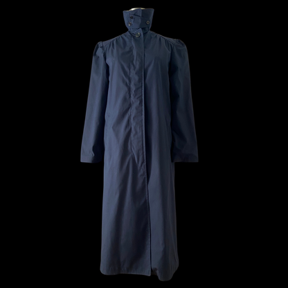 1980s Navy Trench Coat with Puff Sleeves