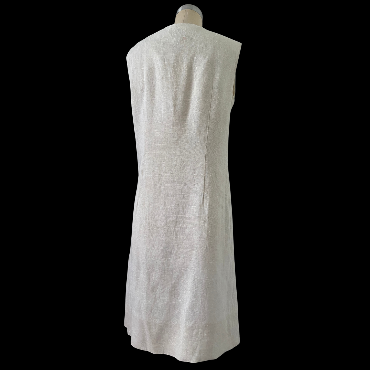 1960s Linen Dress with Asymmetrical Buttons