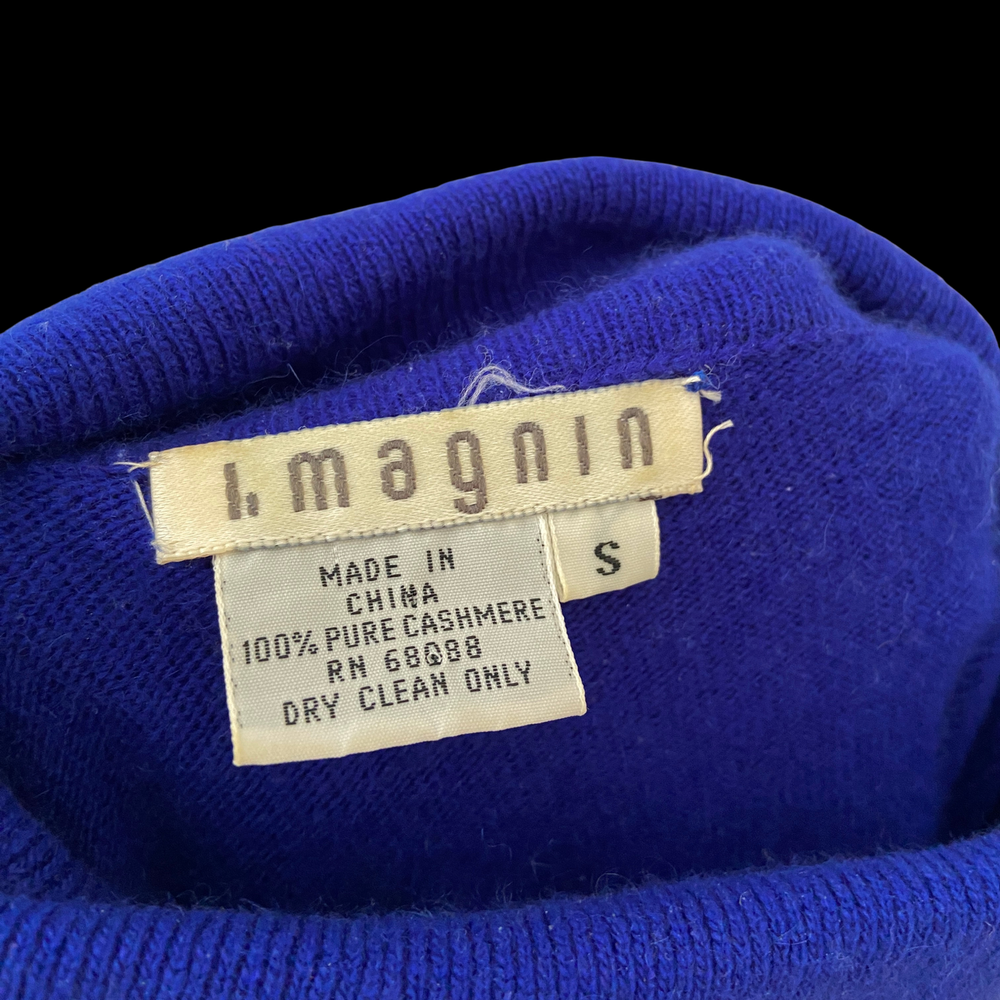 1980s Cobalt Blue Cashmere Sweater I. Magnin