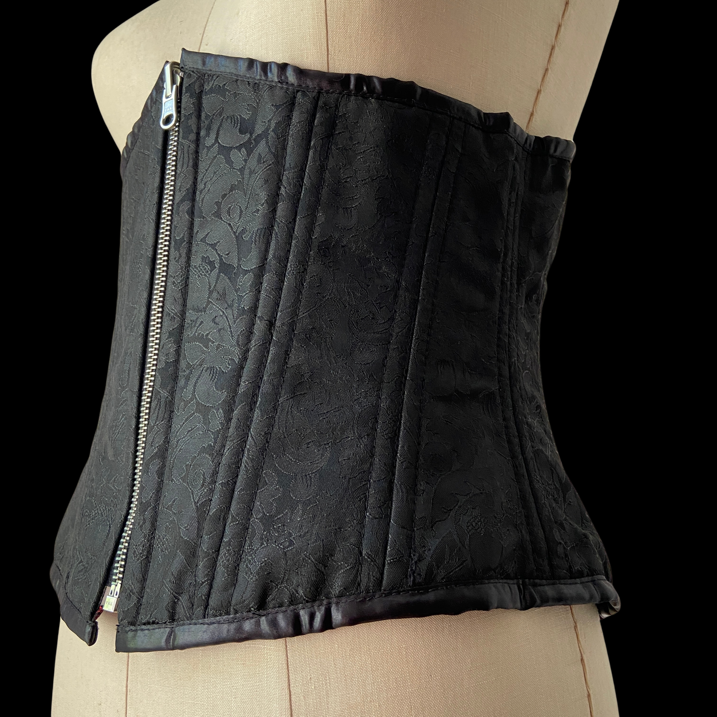 Vintage 1990s Black Red Brocade Corset Reversible