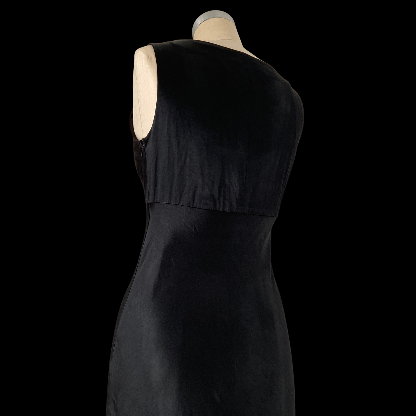 1990s does 1930s Black Liquid Satin Bias Cut Dress
