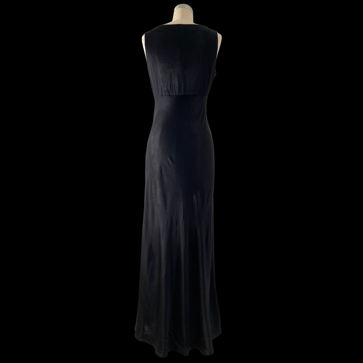 1990s does 1930s Black Liquid Satin Bias Cut Dress