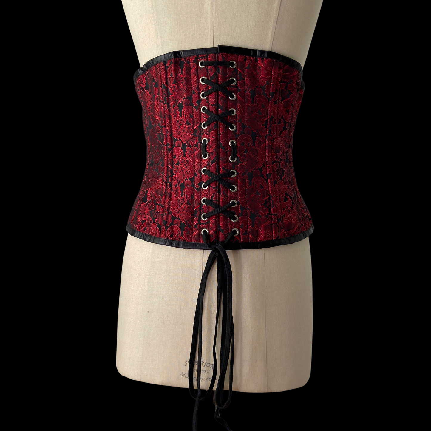 Vintage 1990s Black Red Brocade Corset Reversible