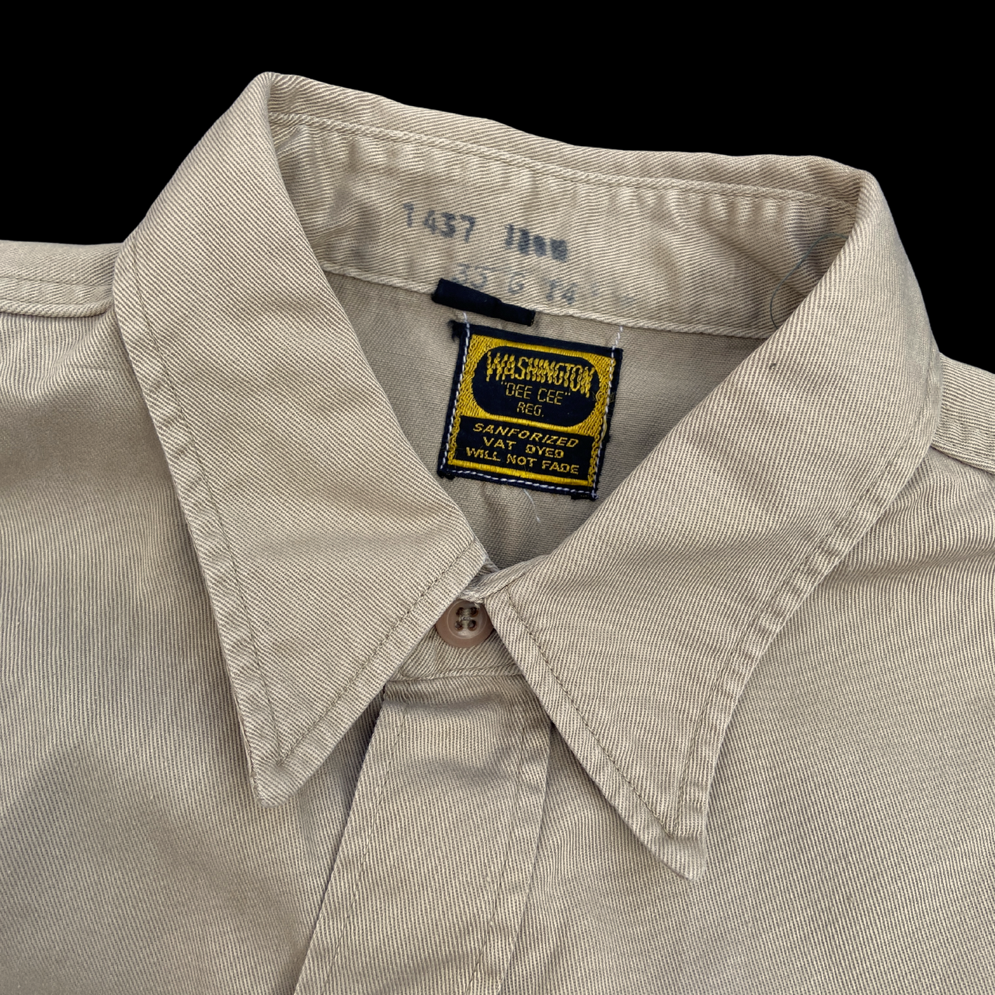 1940s Washington Dee Cee Tan Cotton Twill Shirt