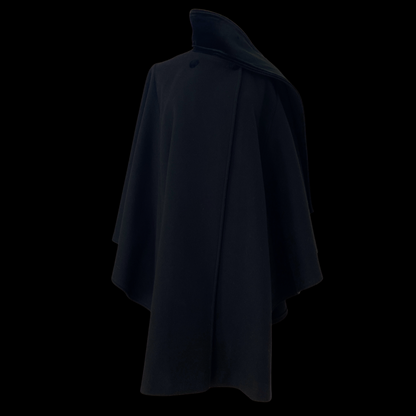 1990s Black Wool Cape with Velvet Scarf