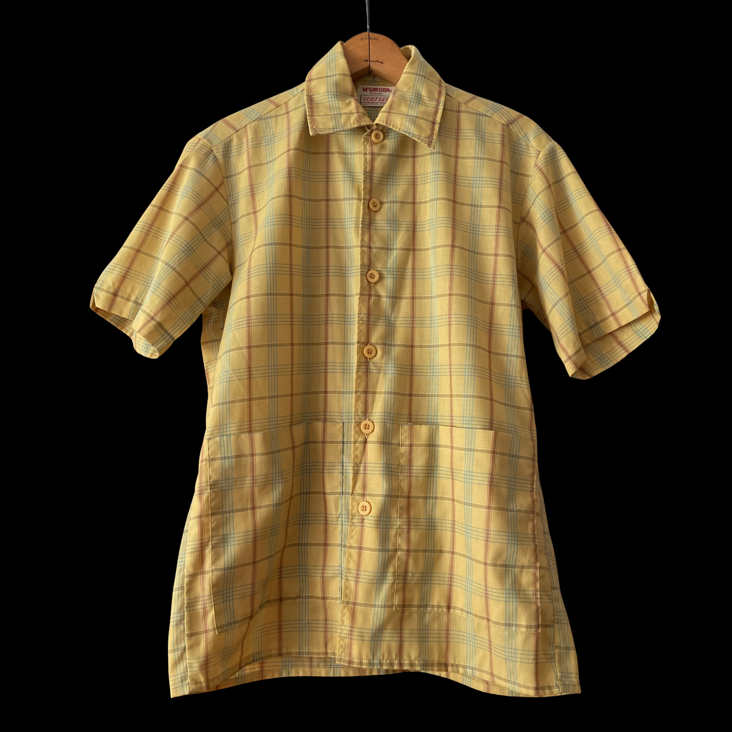 1950s Yellow Plaid Cabana Short Set
