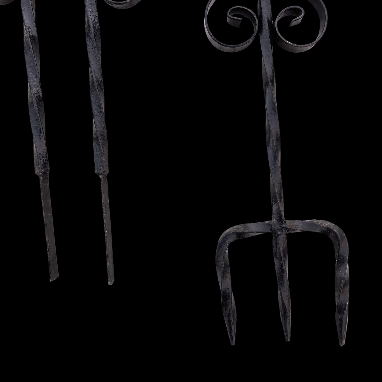 1950s Wrought Iron Fireplace Tool Set Wall Hanger