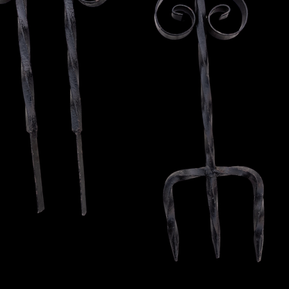 1950s Wrought Iron Fireplace Tool Set Wall Hanger
