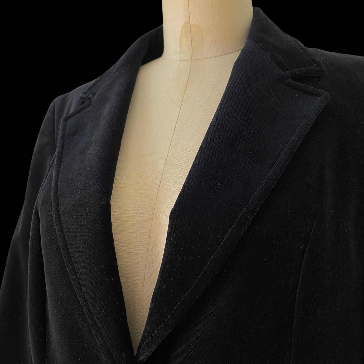 1970s Black Velvet Blazer Cotton
