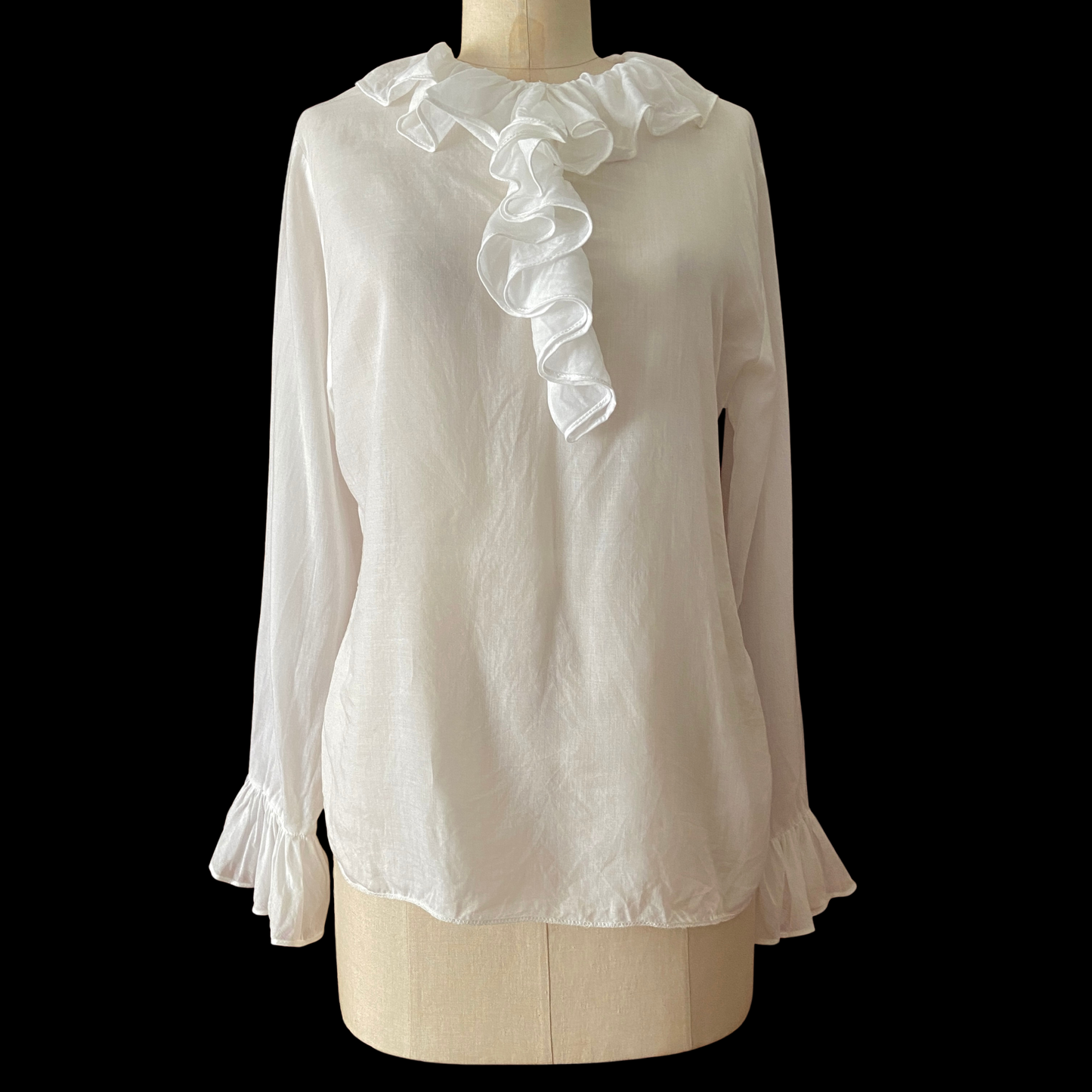 1960s White Ruffle Cotton Top