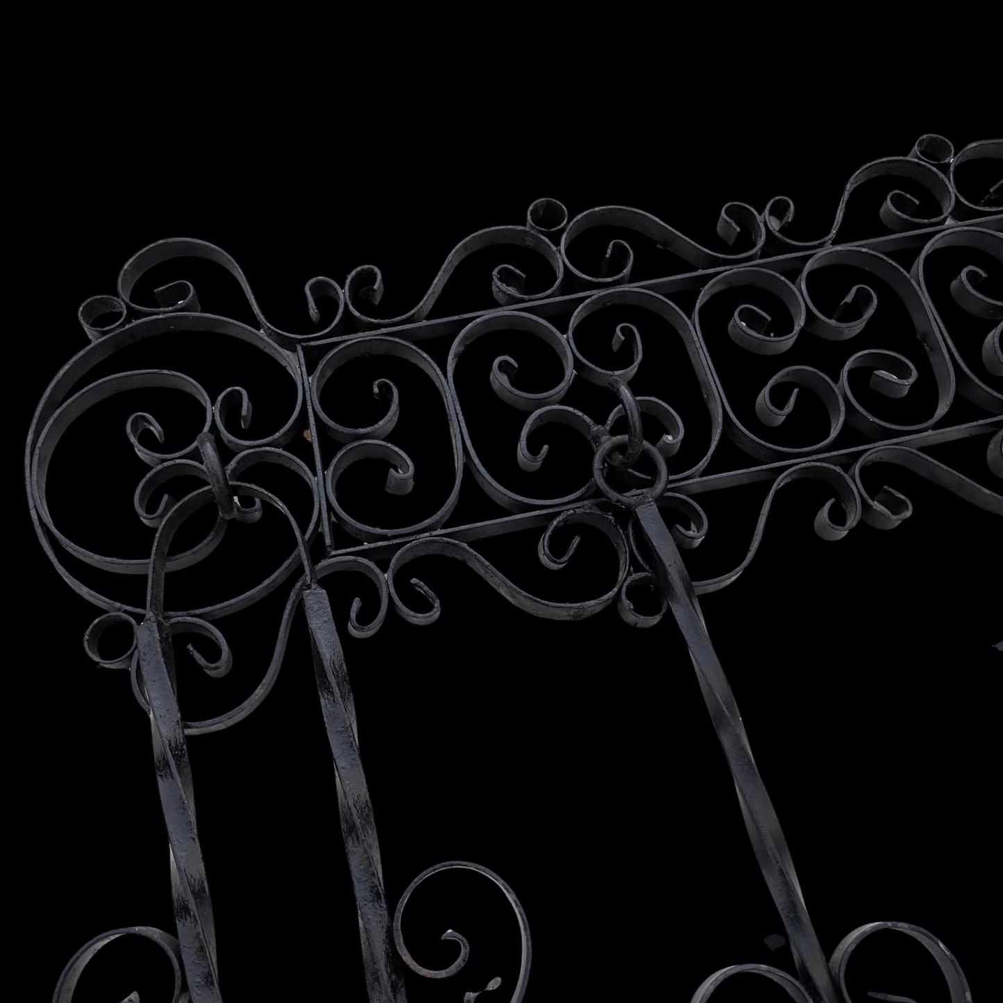 1950s Wrought Iron Fireplace Tool Set Wall Hanger