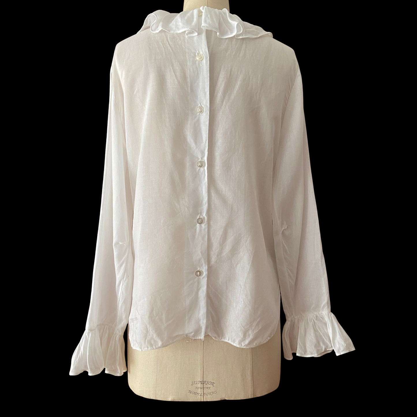 1960s White Ruffle Cotton Top