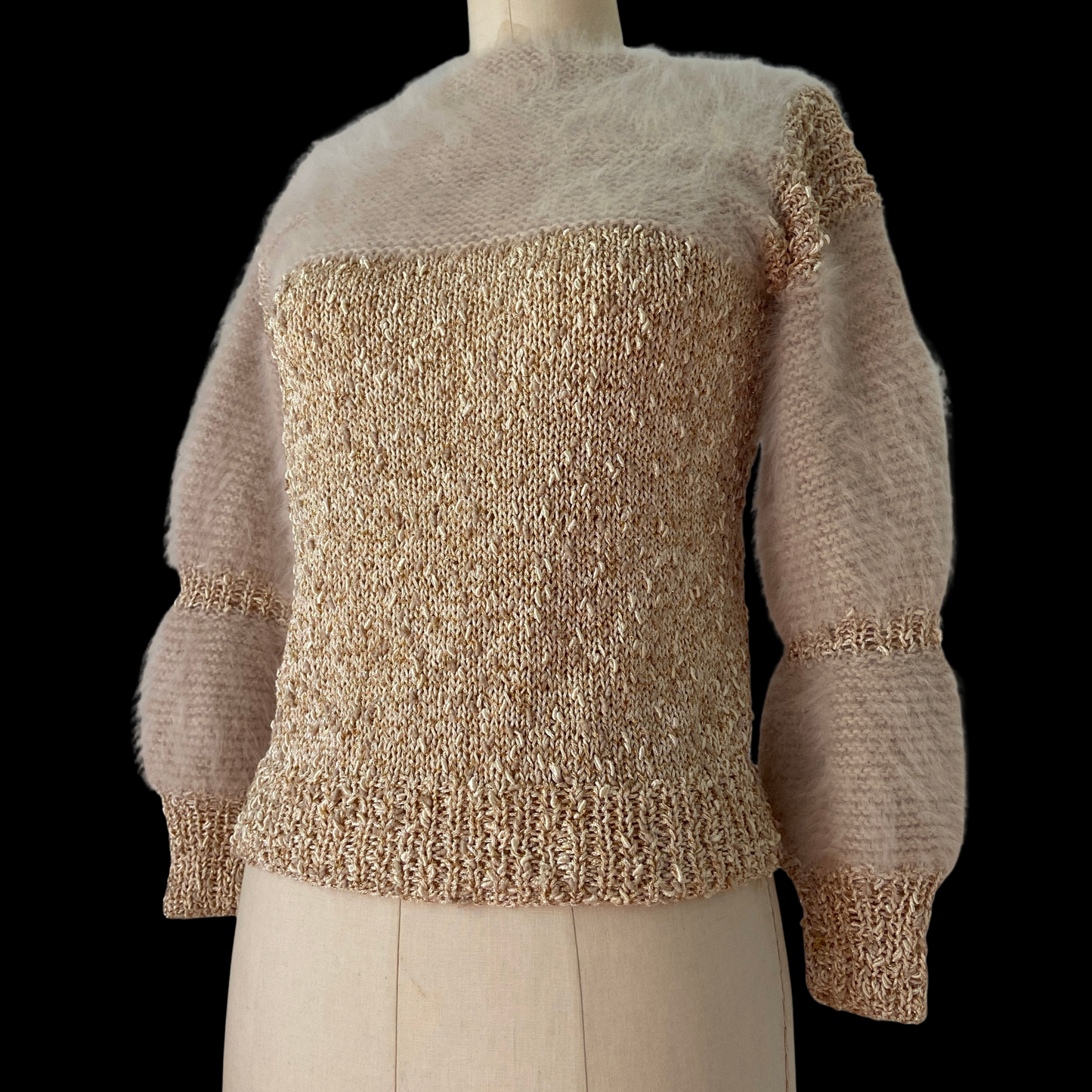 1980s Angora Sweater Hand Knit Lurex