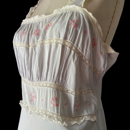 1930s Blue Embroidered Slip Dress